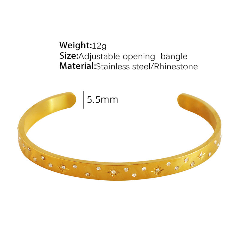 Wholesale Retro Style Zircon Set 18K Gold Plated Titanium Steel Bracelet